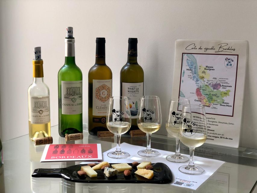 Bordeaux wines : tasting with 4 white wines and cheeses - Cheese pairing makes the lesson easier to remember
