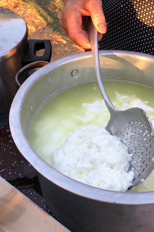 Farm Tour with Cheese-Making, Olive Oil Tasting & Picnic - Watching Mama Stela make mizithra cheese