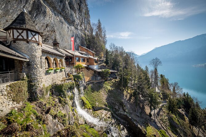 From Basel: Thun Tour, Beatus Caves, Lake Cruise & Cheese - St. Beatus Caves and the steep approach